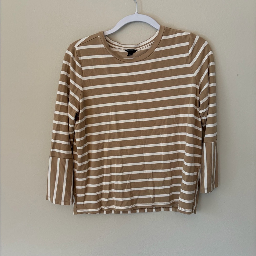 Tan and White Striped Shirt | Ann Taylor
